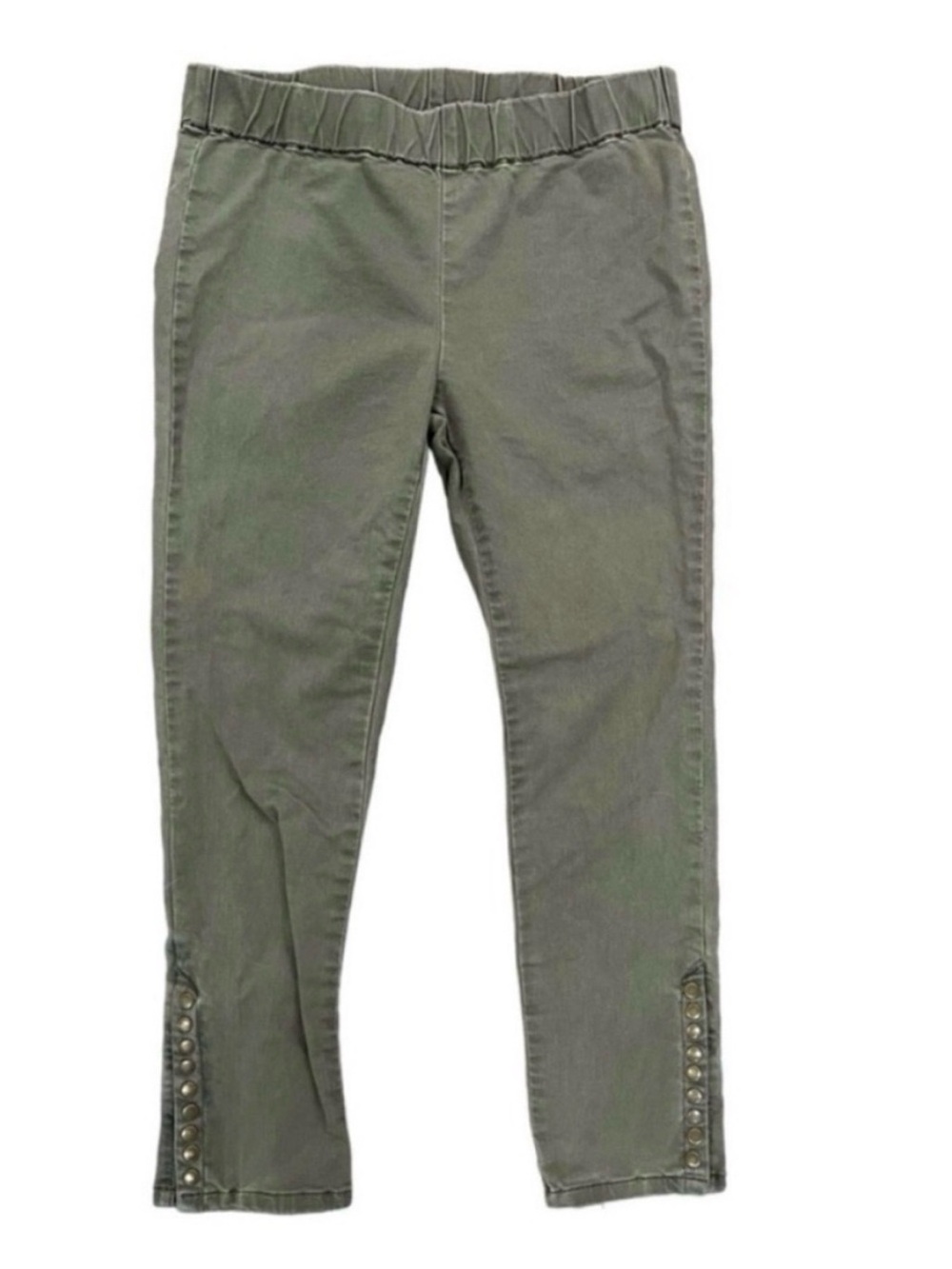 Soft Surroundings Olive Metro Denim Leggings - Size M Button Detail
